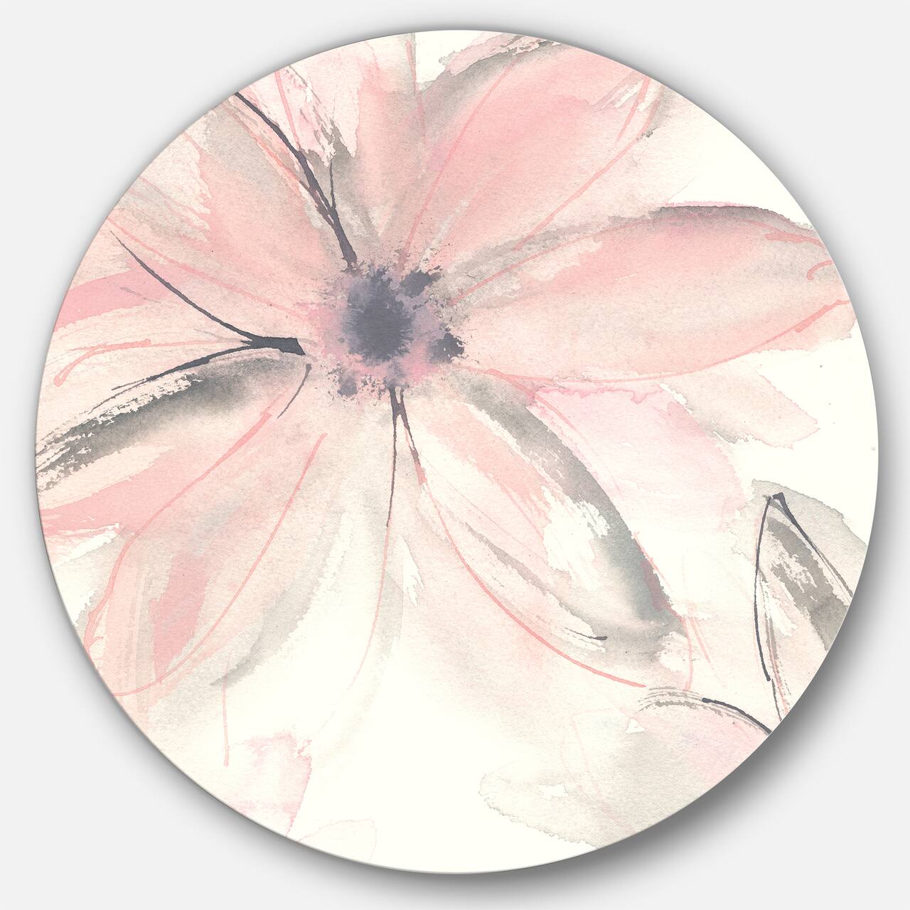 Designart - Pink Shabby Floral II - Shabby Chic Metal Circle Wall Art